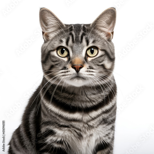 An American Shorthair cat (Felis catus) with striking dichromatic eyes.