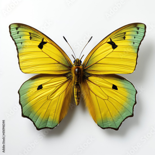 Top-down view of a Clouded Yellow Butterfly (Colias croceus). © blueringmedia