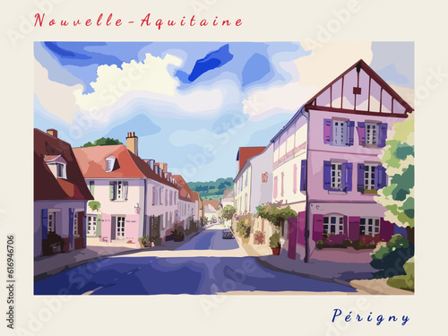 Périgny: Postcard design with a scene in France and the city name Périgny
