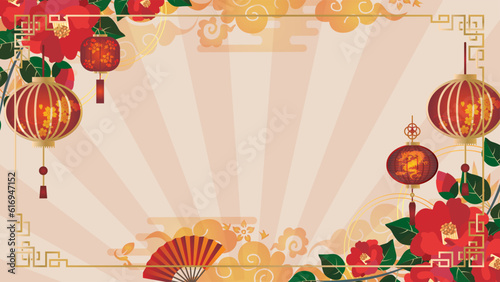 豪華な中華風フレーム枠背景