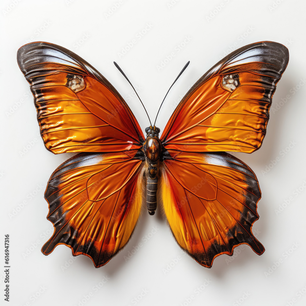 Fototapeta premium A Julia Butterfly (Dryas iulia) top-down view.