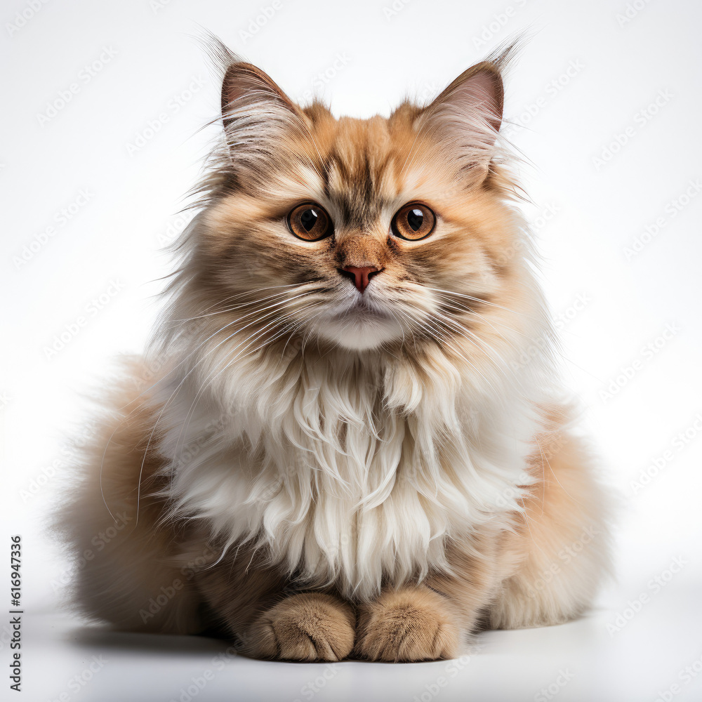 A fluffy Himalayan cat (Felis catus) with dichromatic eyes. A fluffy Himalayan cat (Felis catus) with dichromatic eyes.