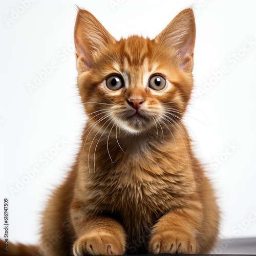 An inquisitive Burmese kitten (Felis catus) investigating its surroundings.
