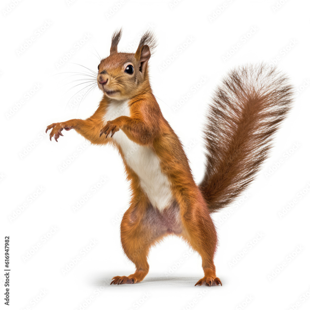 Obraz premium An active Squirrel (Sciurus carolinensis) ready to jump.