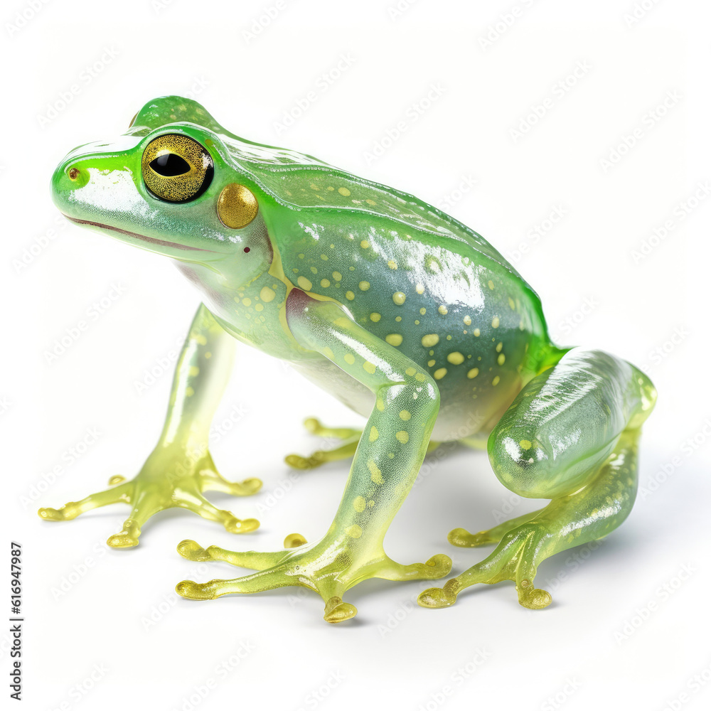 A glossy Glass Frog (Centrolenidae) in a reflective pose. A glossy Glass Frog (Centrolenidae) in a reflective pose.