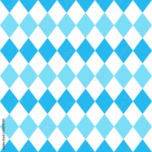 Octoberfest seamless pattern with blue rhombuses. Oktoberfest diamond texture for wrapping paper, tablecloth. Germany traditional wallpaper. Bavarian background. Vector color illustration.