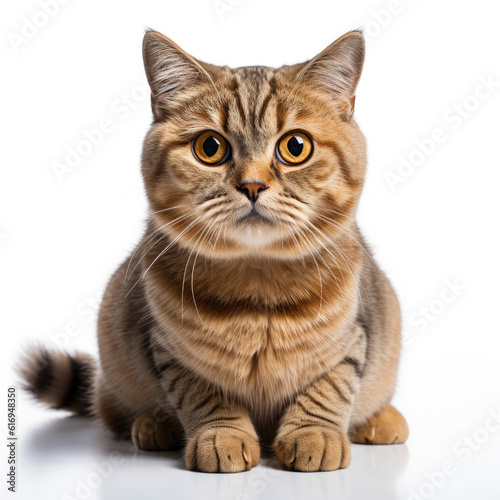 A Scottish Fold cat (Felis catus) with striking dichromatic eyes. © blueringmedia