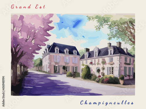 Champigneulles: Postcard design with a scene in France and the city name Champigneulles