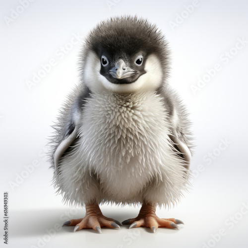 A young Penguin (Spheniscidae) with fluffy grey feathers. © blueringmedia