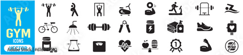 Gym, Wellness, Fitness, Workout, Yoga, Running, Diet Editable stroke line icon collection vector