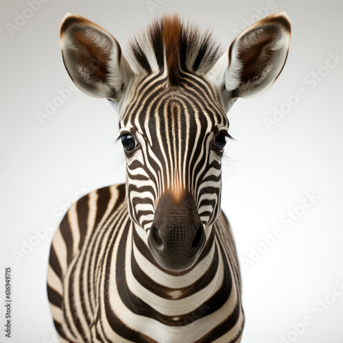 A juvenile Zebra  Equus quagga  with its distinctive black and white stripes.
