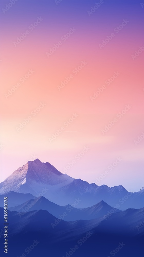 Obraz premium Minimalist silhouette of mountains on a calm background. Generative AI