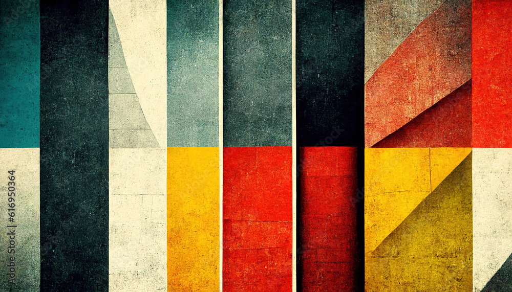 Abstract Bauhaus style background. Trendy aesthetic Bauhaus architecture design. Digital art. Generative AI. Abstract Bauhaus style background. Trendy aesthetic Bauhaus architecture design. Digital art. Generative AI.