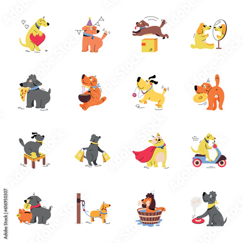 Handy Collection of Dog Equipment Flat Illustrations   © Prosymbols