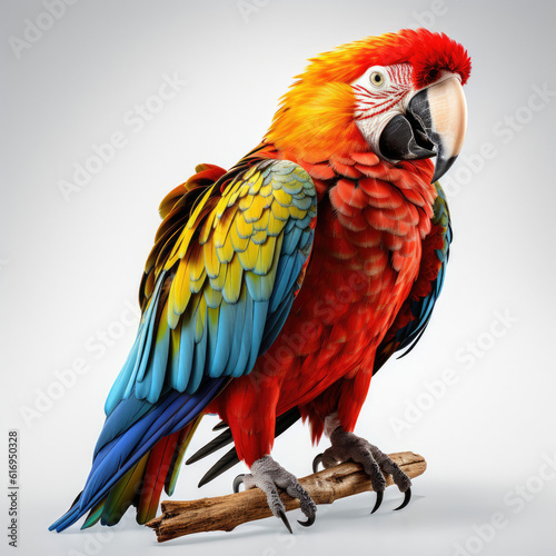 A vibrant Macaw  Ara  displaying its colourful plumage.