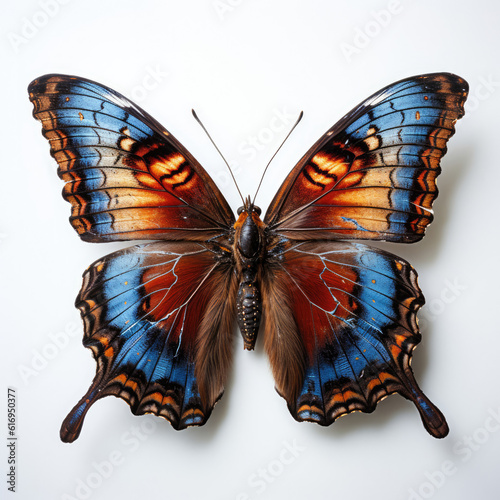 A Mourning Cloak Butterfly (Nymphalis antiopa) top-down view. photo