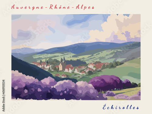 Échirolles: Postcard design with a scene in France and the city name Échirolles
