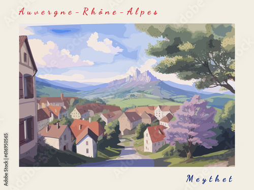 Meythet: Postcard design with a scene in France and the city name Meythet
