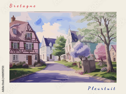 Pleurtuit: Postcard design with a scene in France and the city name Pleurtuit