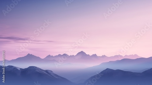 Minimalist silhouette of mountains on a calm background. Generative AI