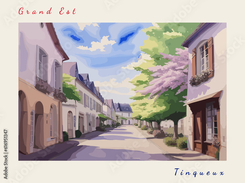 Tinqueux: Postcard design with a scene in France and the city name Tinqueux