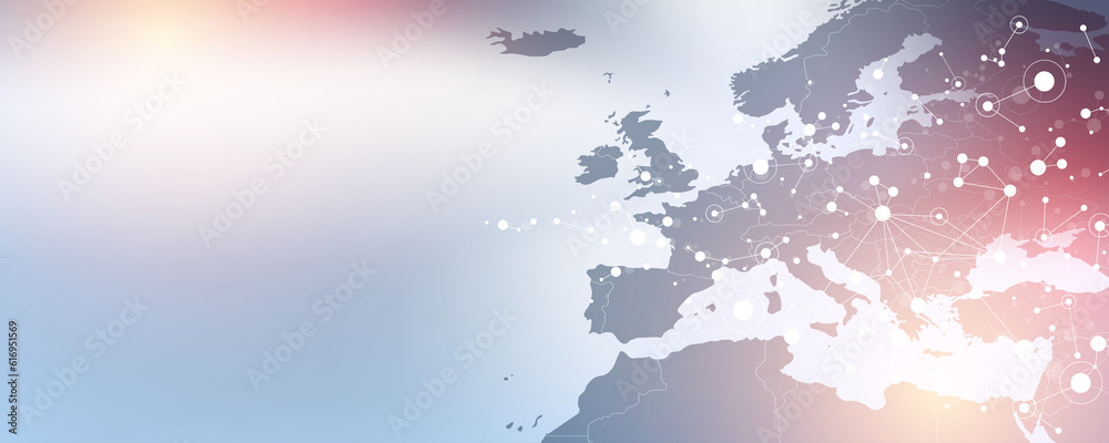 Obraz premium Global network connection concept. Social network communication in the global business concept. Big data visualization. Internet technology illustration.
