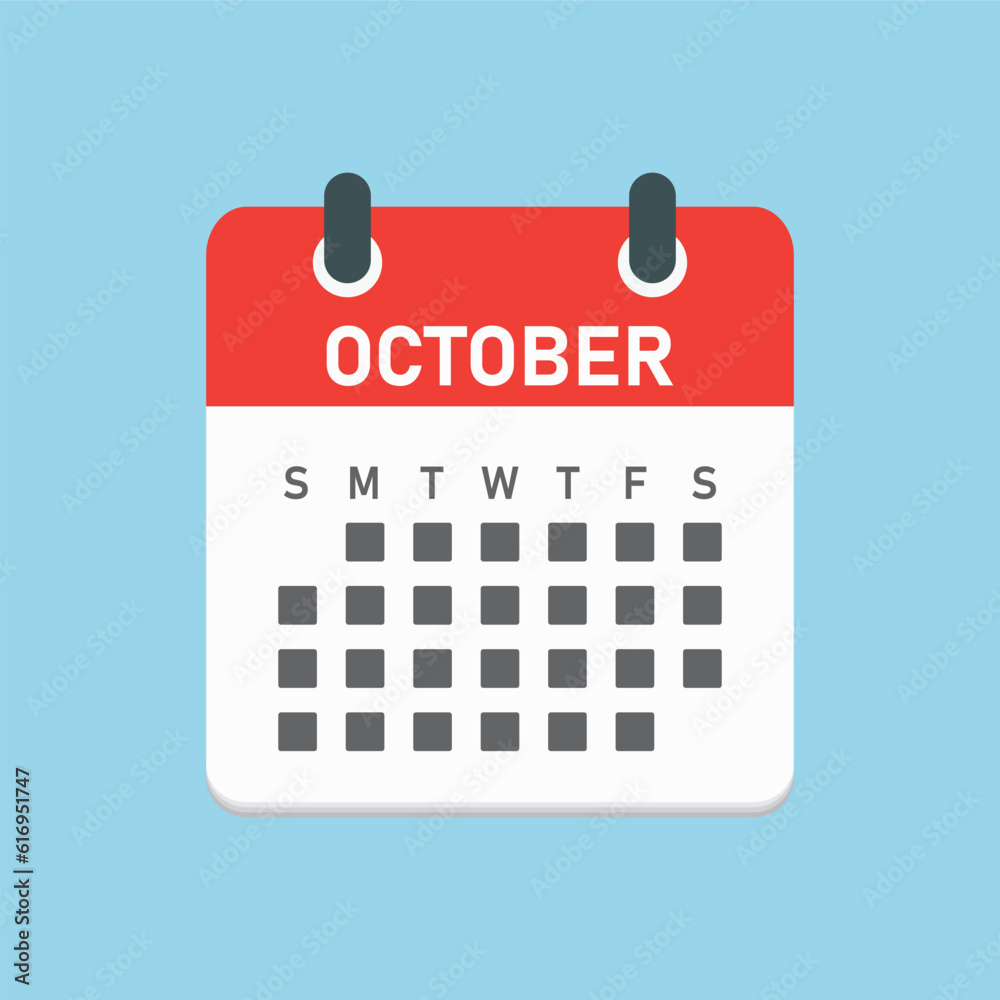 Vector template icon page calendar, month October Vector template icon page calendar, month October