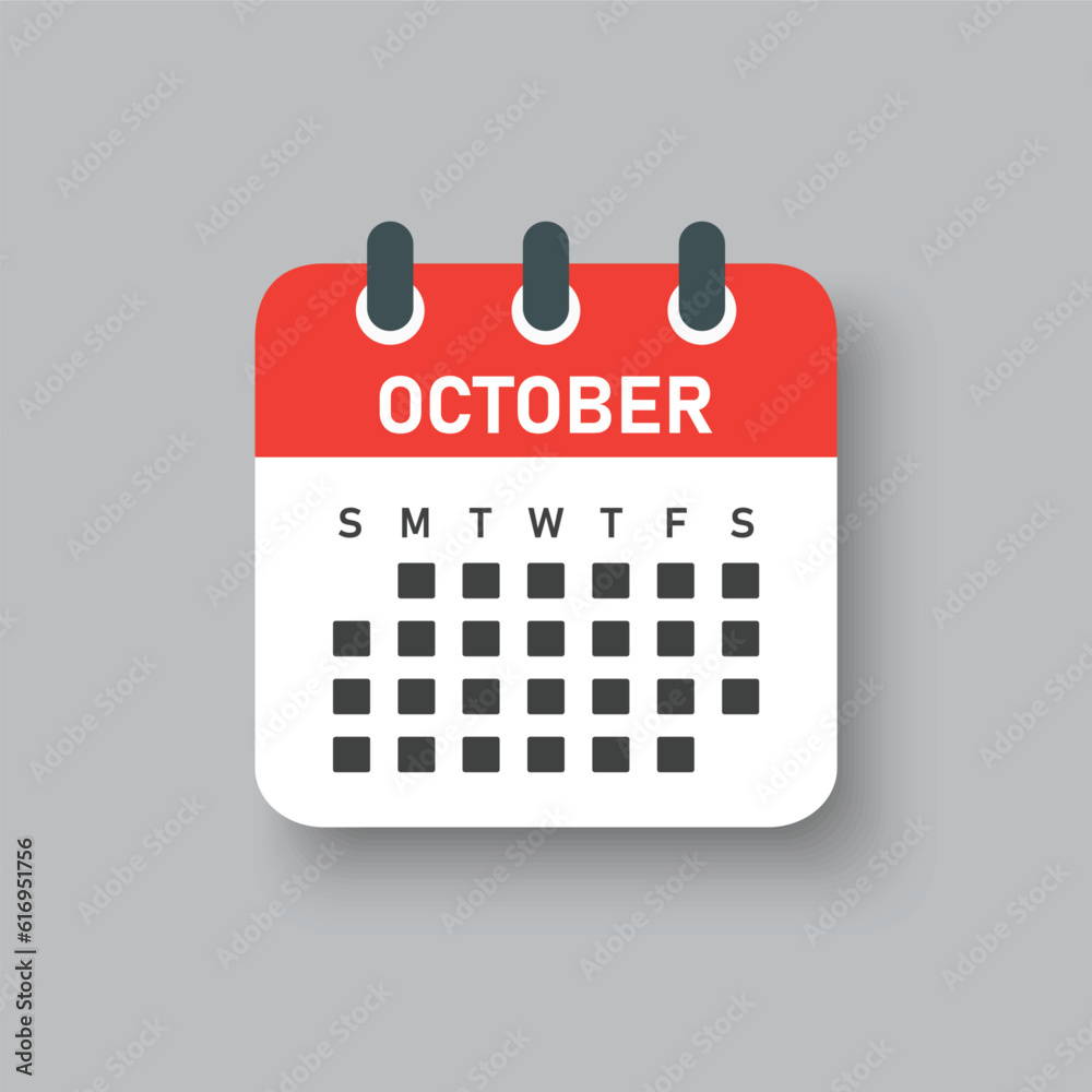 Vector template icon page calendar, month October Vector template icon page calendar, month October