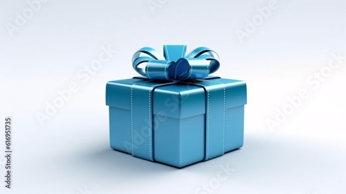 Generative AI. Blue gift box isolated on white background  © TrySmartArt