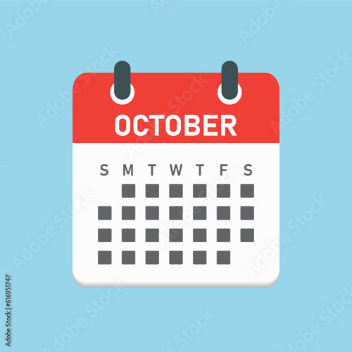 Vector template icon page calendar, month October