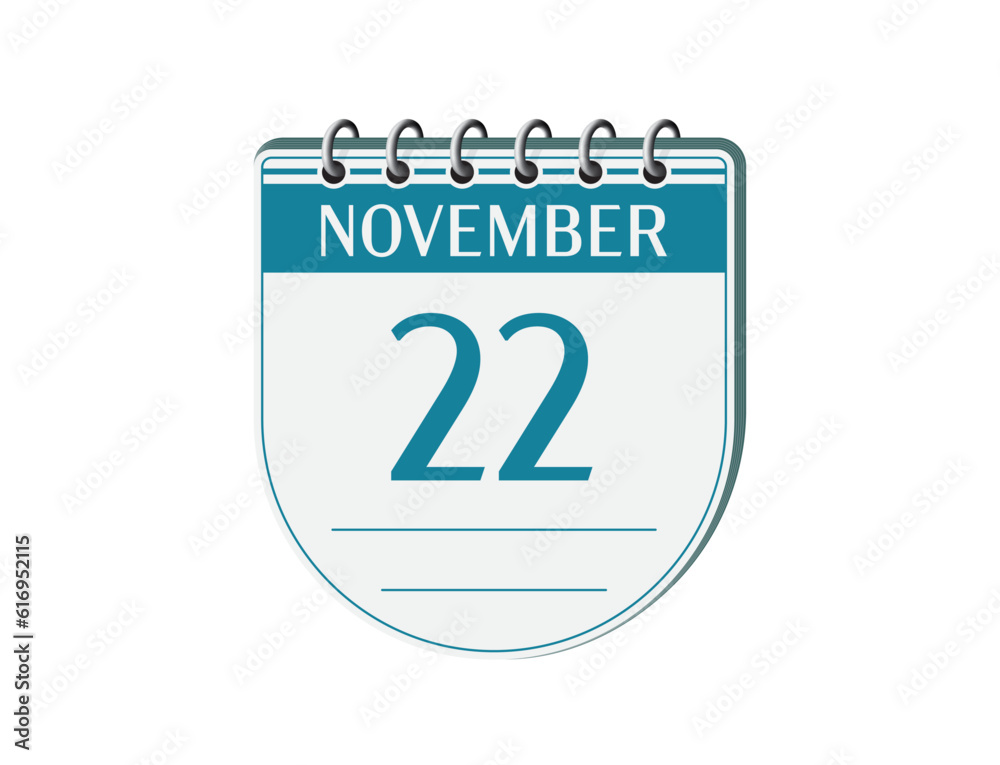 22 november round retro calendar page vector. 3d one day calendar, date appointment, business planner, event reminder illustration. Abstract three dimensional daily date old calendar.
22 november round retro calendar page vector. 3d one day calendar, date appointment, business planner, event reminder illustration. Abstract three dimensional daily date old calendar.