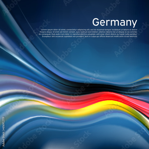 Germany flag background. Abstract german flag in the blue sky.  National holiday card design. State banner, german poster, patriotic cover, flyer. Business brochure. Vector design