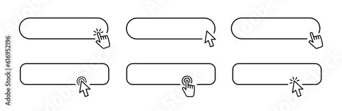 Click Blank Button with pointer clicking. Web button set. Clicking the icon. Action button click here with click cursor. Vector illustration.