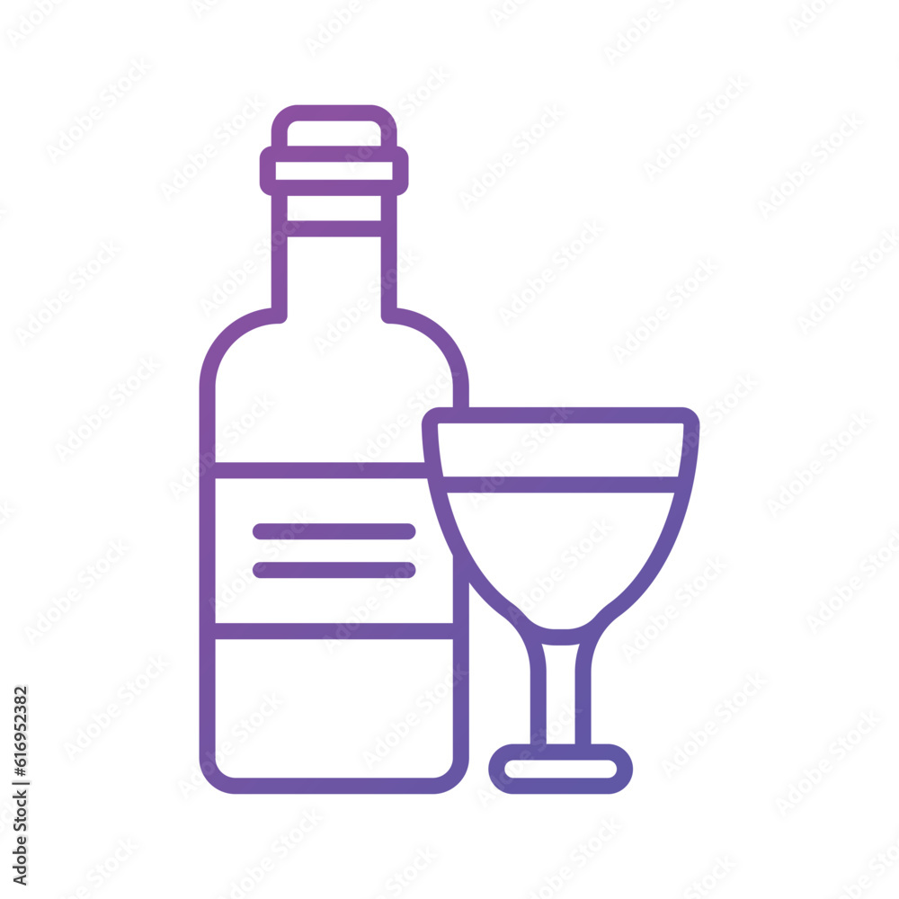 Wine glass with bottle showing vector of alcoholic drink in modern style Wine glass with bottle showing vector of alcoholic drink in modern style