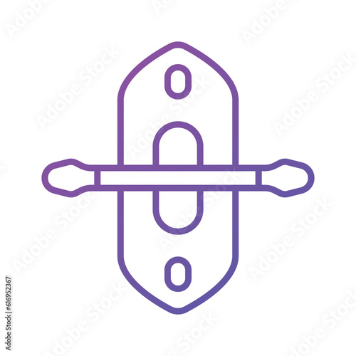 Boat with paddle denoting concept icon of kayak in modern style, ready to use vector