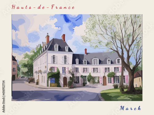 Marck: Postcard design with a scene in France and the city name Marck photo