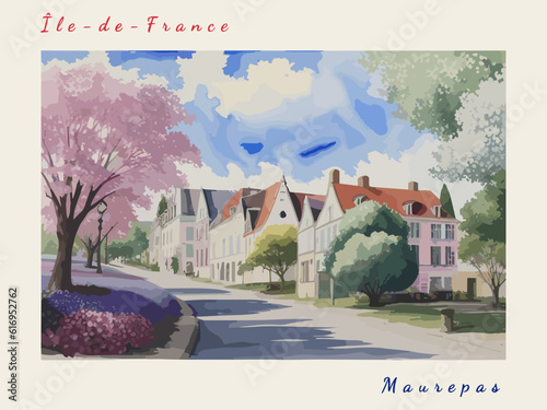 Maurepas: Postcard design with a scene in France and the city name Maurepas photo