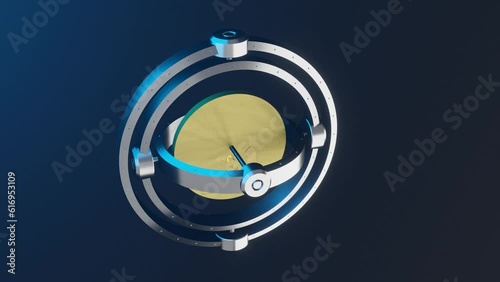 3D animation showing a 3 axis gymbal gyroscope working. photo