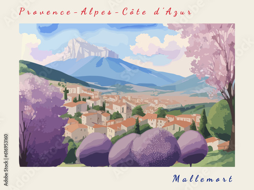 Mallemort: Postcard design with a scene in France and the city name Mallemort
