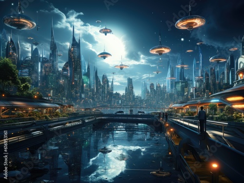 Futuristic Cityscape - AI Generated