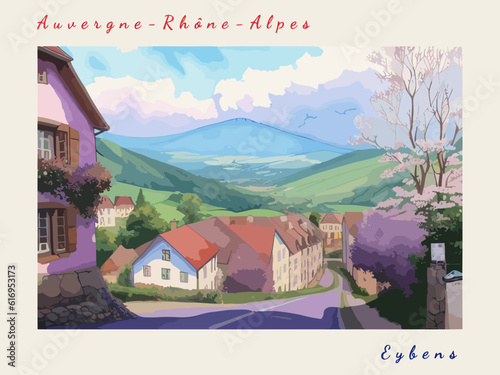 Eybens: Postcard design with a scene in France and the city name Eybens