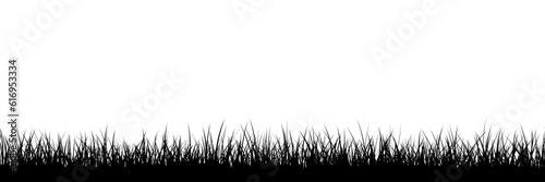 Wide black border silhouette grass seamless texture. Vector