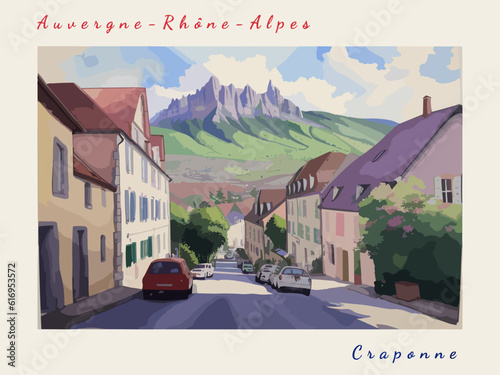 Craponne: Postcard design with a scene in France and the city name Craponne
