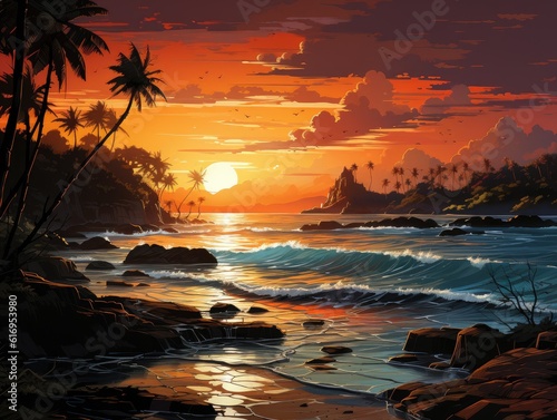 Tropical Sunset - AI Generated © dasom