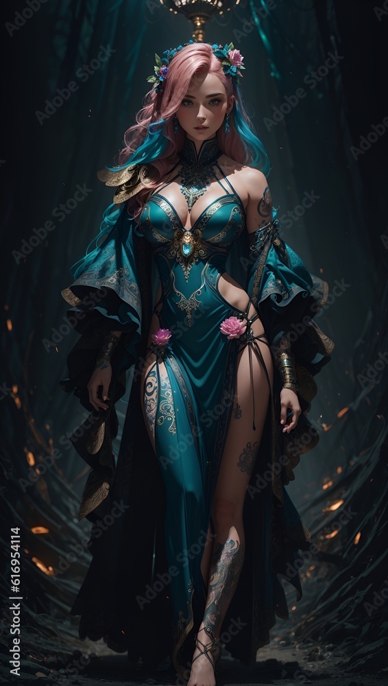 Woman in a dress with a sword   Attractive 