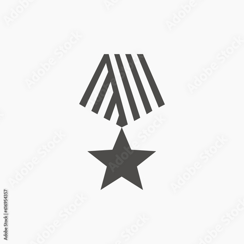 Military reward medal icon vector. Army symbol sign
