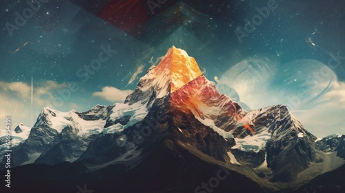 Generative Ai. Painting with mountains