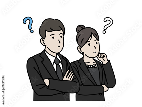 葬儀関係について考える夫婦のイラスト