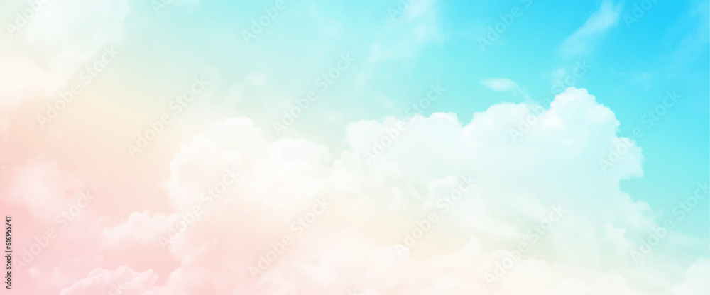Air clouds in the pastel sky. Pastel backdrop in the air.