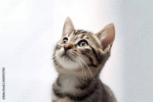 The purity of a white background perfectly complements the lovable features of a baby cat in a studio setting. Generative AI.